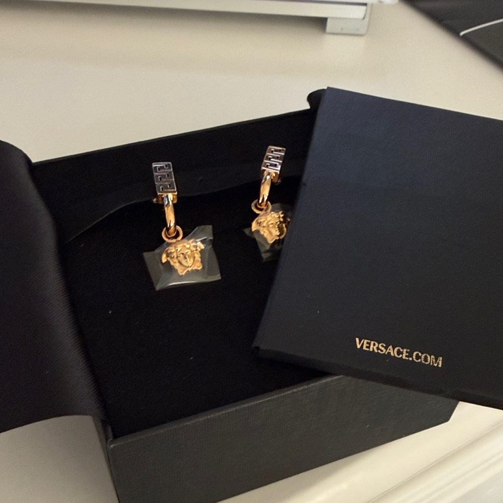 Versace Gold Medusa Earrings - Picture 2 of 3